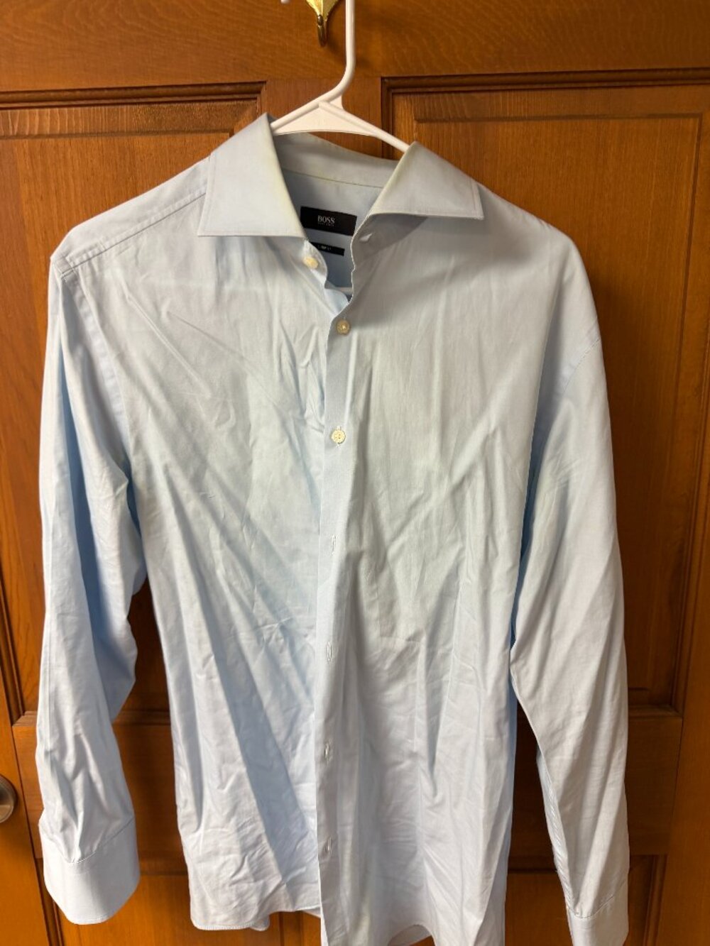 Hugo Boss Men's Solid Light Blue Shirt Size 16.5 32/33 In Good Shape